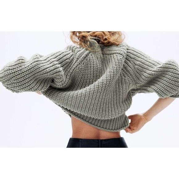 H&M Women's Sz XS Light Khaki Green L/S Knitted Jumper Turtleneck Sweater - Picture 11 of 11